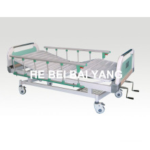 Patient Bett, bewegliches Doppel-Funktions-Handbuch Krankenhaus-Bett mit ABS Bett-Kopf (A-68)